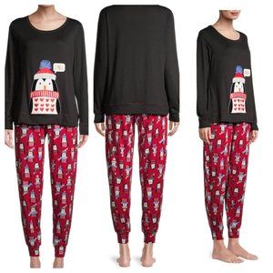 Secret Treasures Women’s Pajama Set Long Sleeve Scoop Graphic Top & Pants, Small